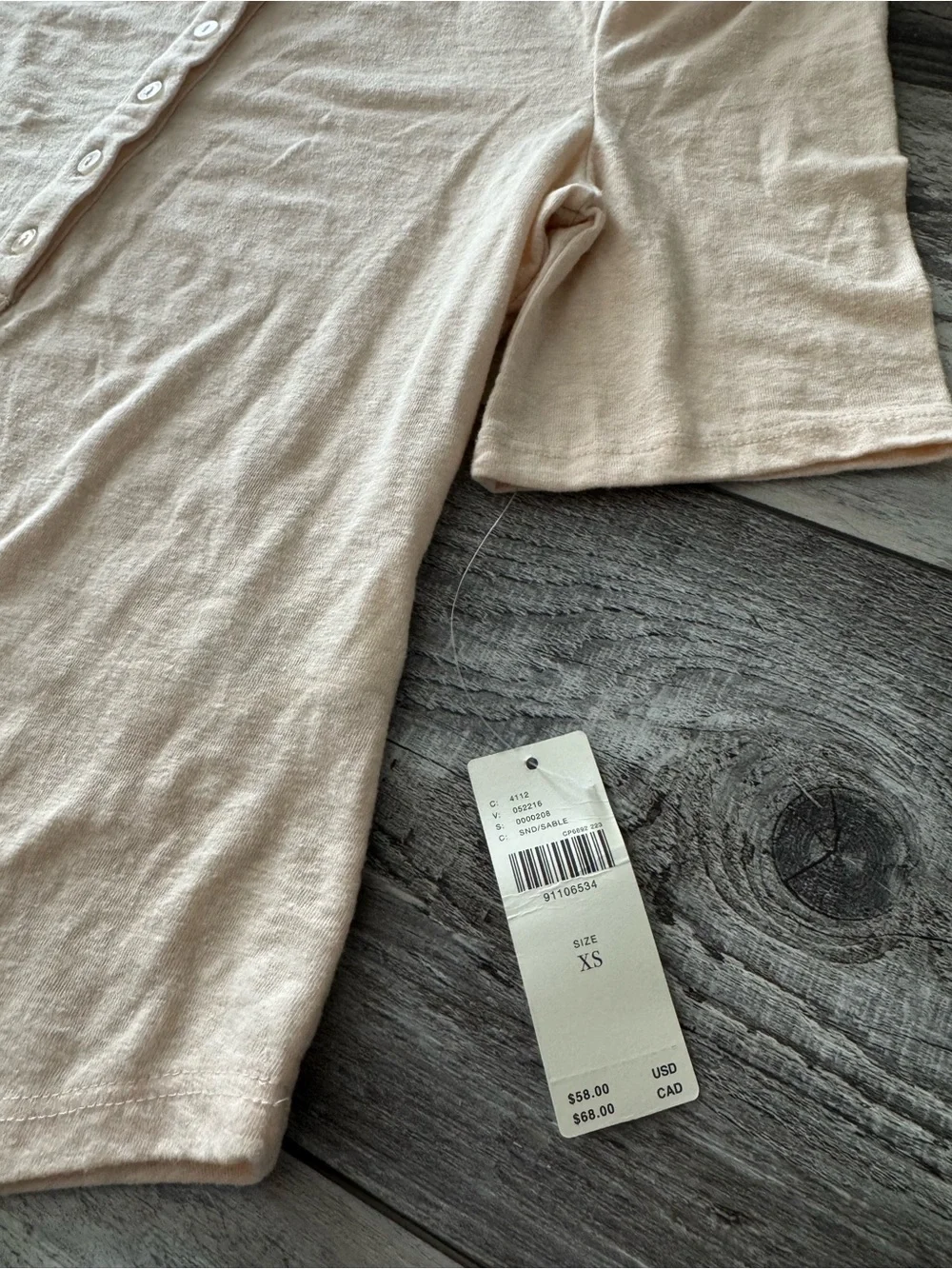 NWT Anthropologie puff sleeve Henley top extra small XS